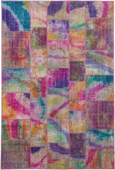 Patchwork Hand-Knotted Turkish Rug - 6' 8" x 9' 10" (80" x 118")