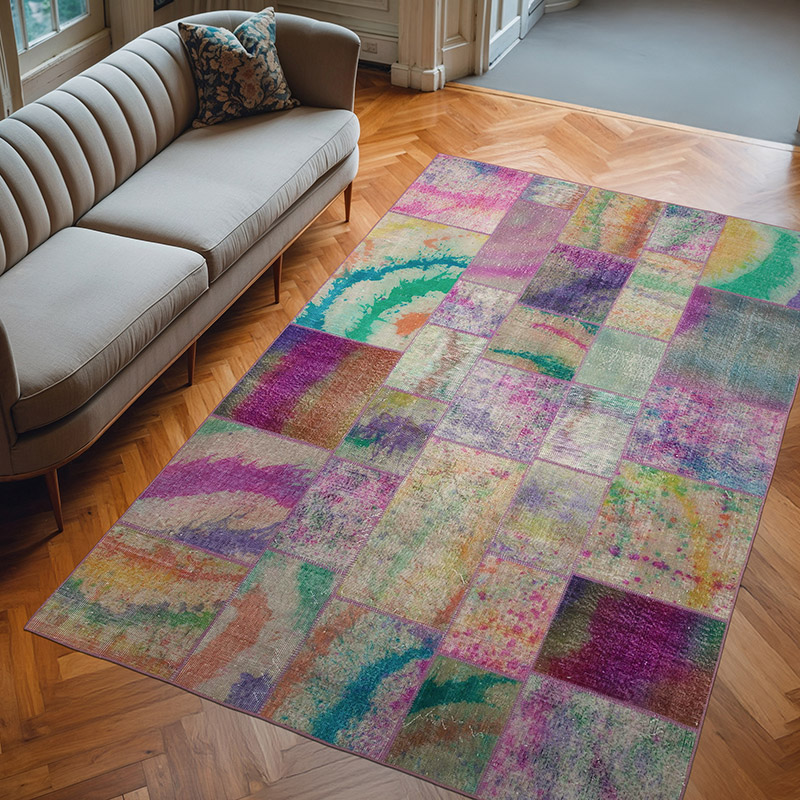 Patchwork El Dokuma Halı - 197 cm x 301 cm - K0063969