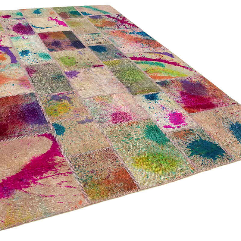 Patchwork Hand-Knotted Turkish Rug - 6' 8" x 9' 11" (80" x 119") - K0063971