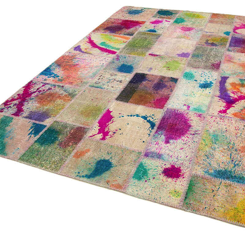 Patchwork Hand-Knotted Turkish Rug - 6' 8" x 9' 11" (80" x 119") - K0063971