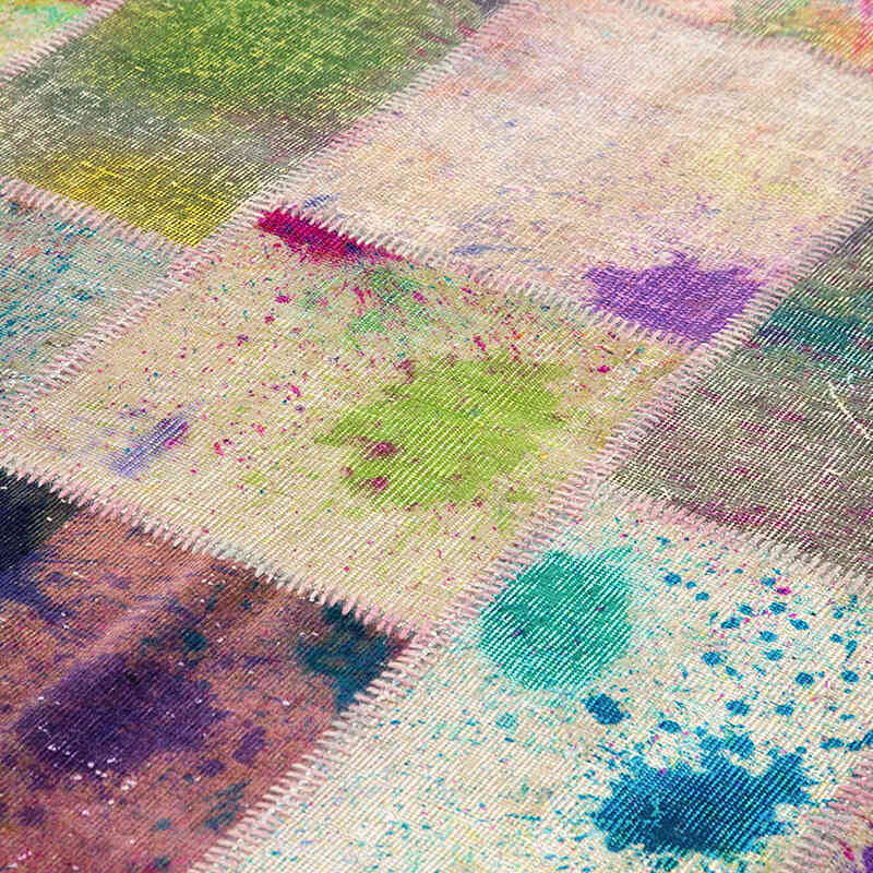 Patchwork Hand-Knotted Turkish Rug - 6' 8" x 9' 11" (80" x 119") - K0063971