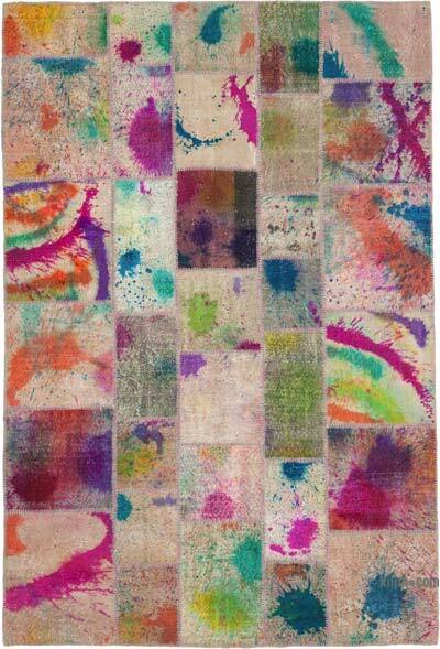 Patchwork Hand-Knotted Turkish Rug - 6' 8" x 9' 11" (80" x 119")
