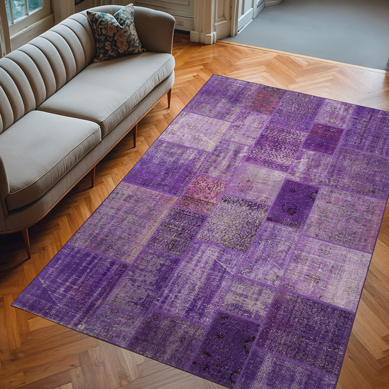 Patchwork Hand-Knotted Turkish Rug - 6' 4" x 9' 11" (76" x 119") - K0063983