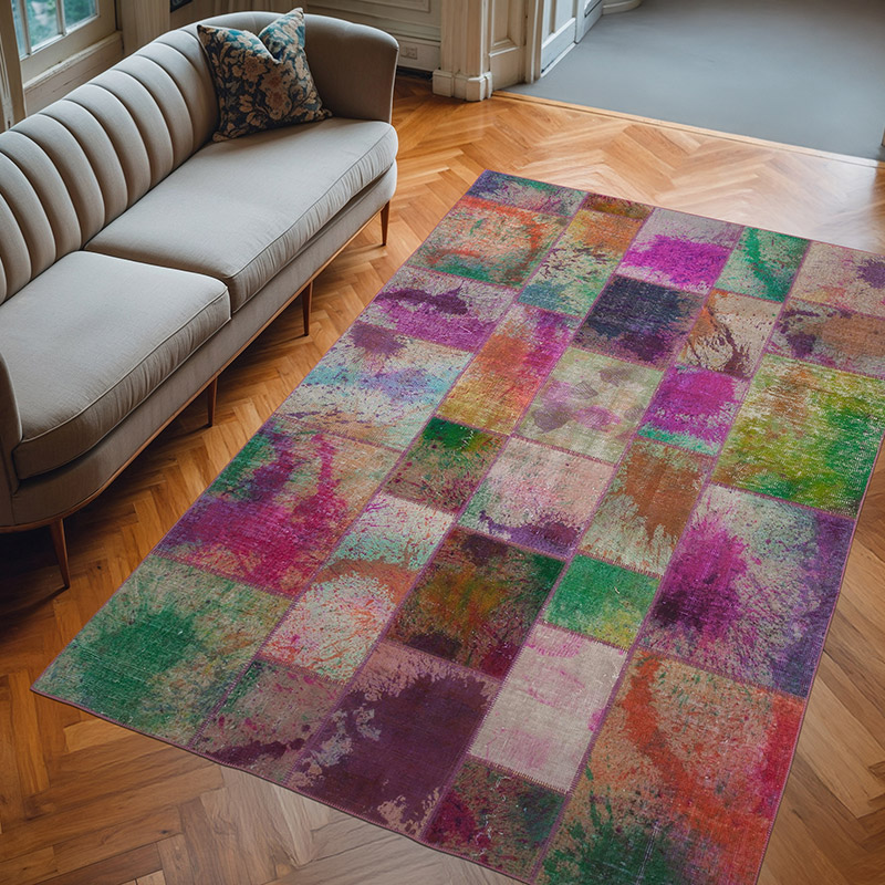 Patchwork El Dokuma Halı - 196 cm x 300 cm - K0063986