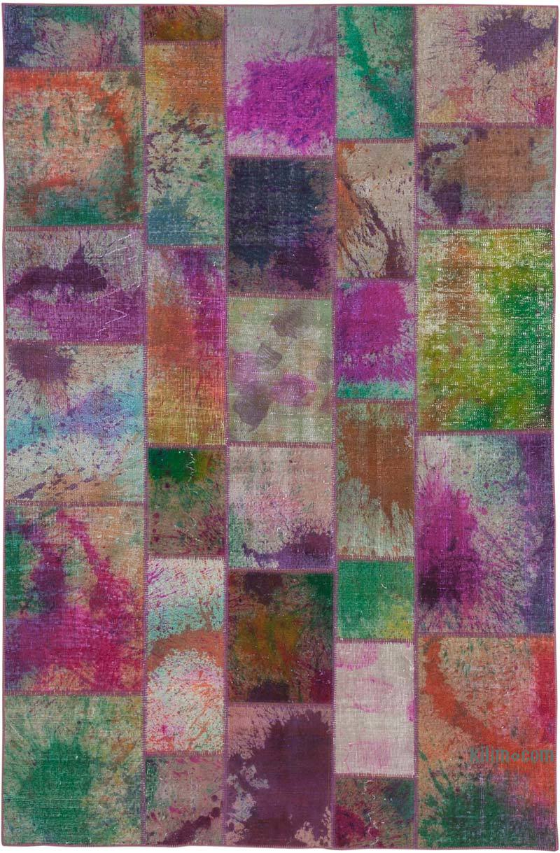 Patchwork Hand-Knotted Turkish Rug - 6' 5" x 9' 10" (77" x 118") - K0063986