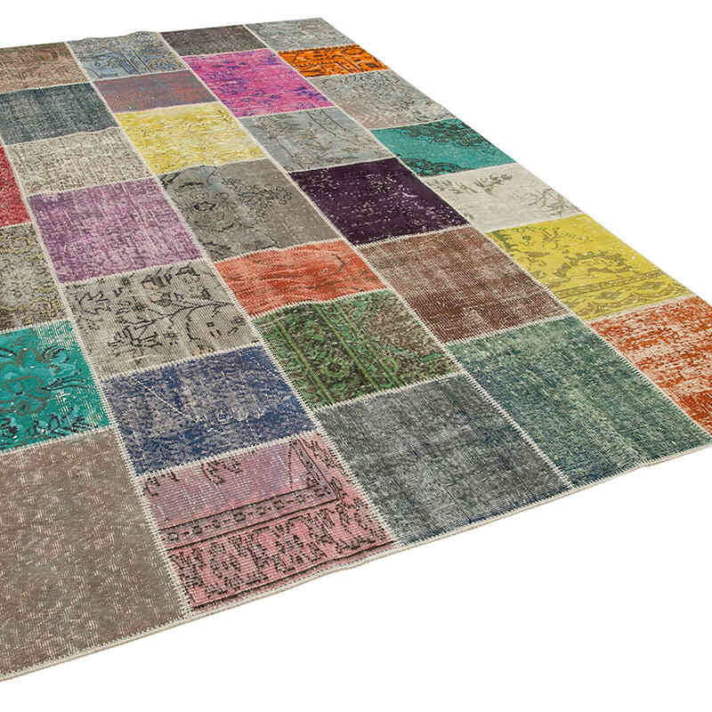 Patchwork Hand-Knotted Turkish Rug - 6' 8" x 9' 11" (80" x 119") - K0063992
