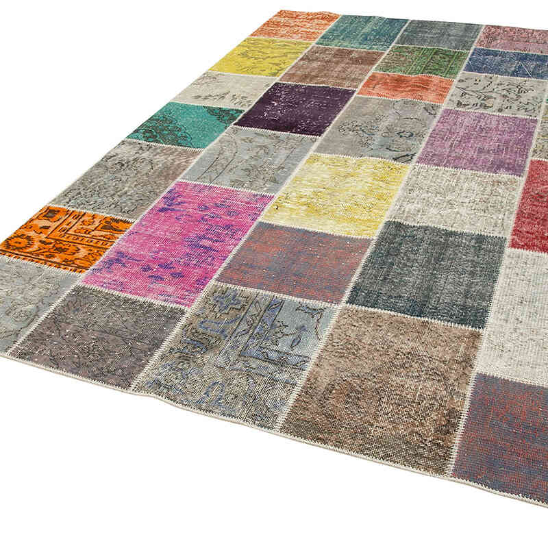 Patchwork Hand-Knotted Turkish Rug - 6' 8" x 9' 11" (80" x 119") - K0063992