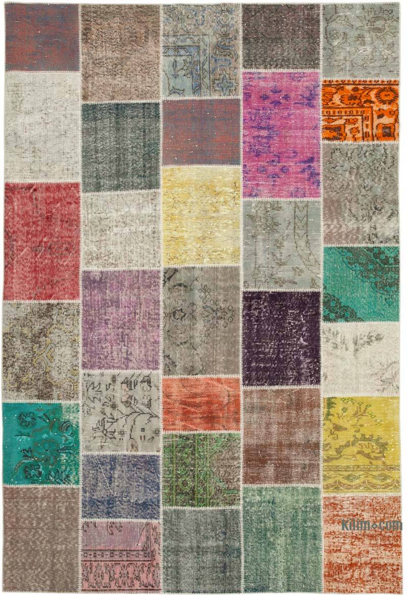 Patchwork Hand-Knotted Turkish Rug - 6' 8" x 9' 11" (80" x 119") - K0063992