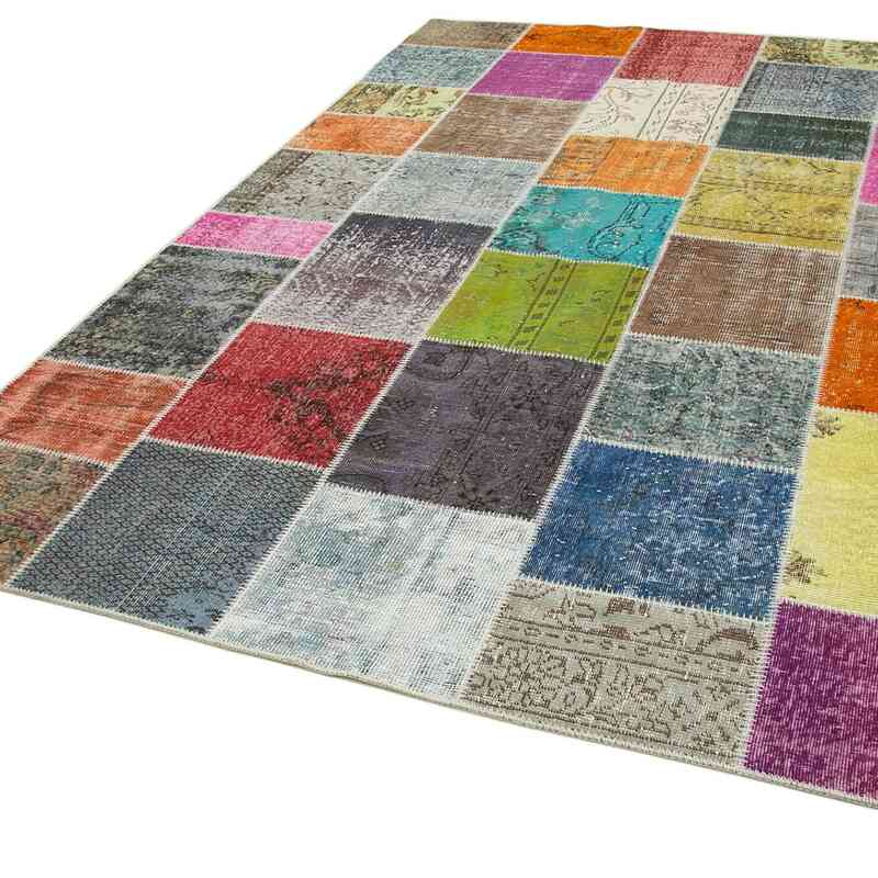 Patchwork Hand-Knotted Turkish Rug - 6' 9" x 9' 9" (81" x 117") - K0064005