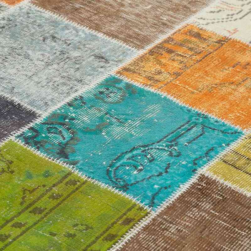Patchwork Hand-Knotted Turkish Rug - 6' 9" x 9' 9" (81" x 117") - K0064005
