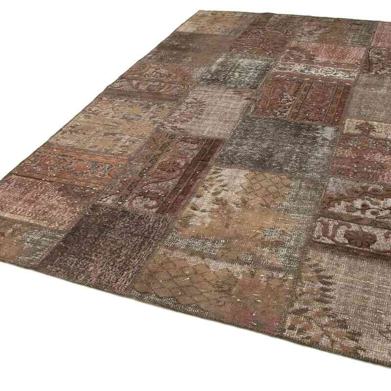Patchwork Hand-Knotted Turkish Rug - 6' 6" x 9' 11" (78" x 119") - K0064009