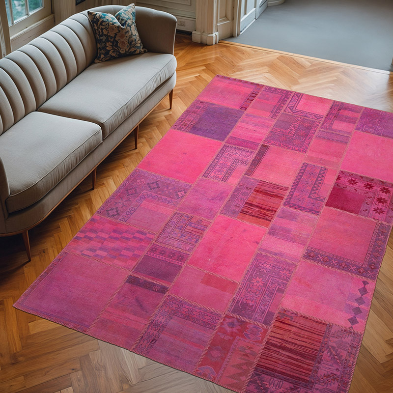 Patchwork Hand-Knotted Turkish Rug - 6' 10" x 10'  (82" x 120") - K0064010