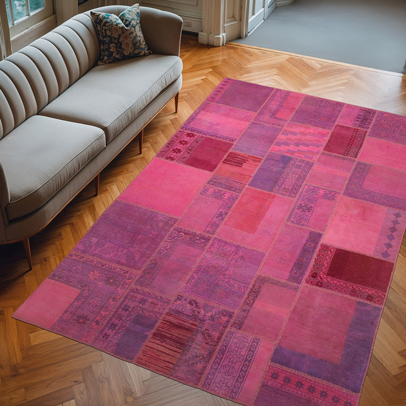 Patchwork Hand-Knotted Turkish Rug - 6' 10" x 10'  (82" x 120") - K0064012