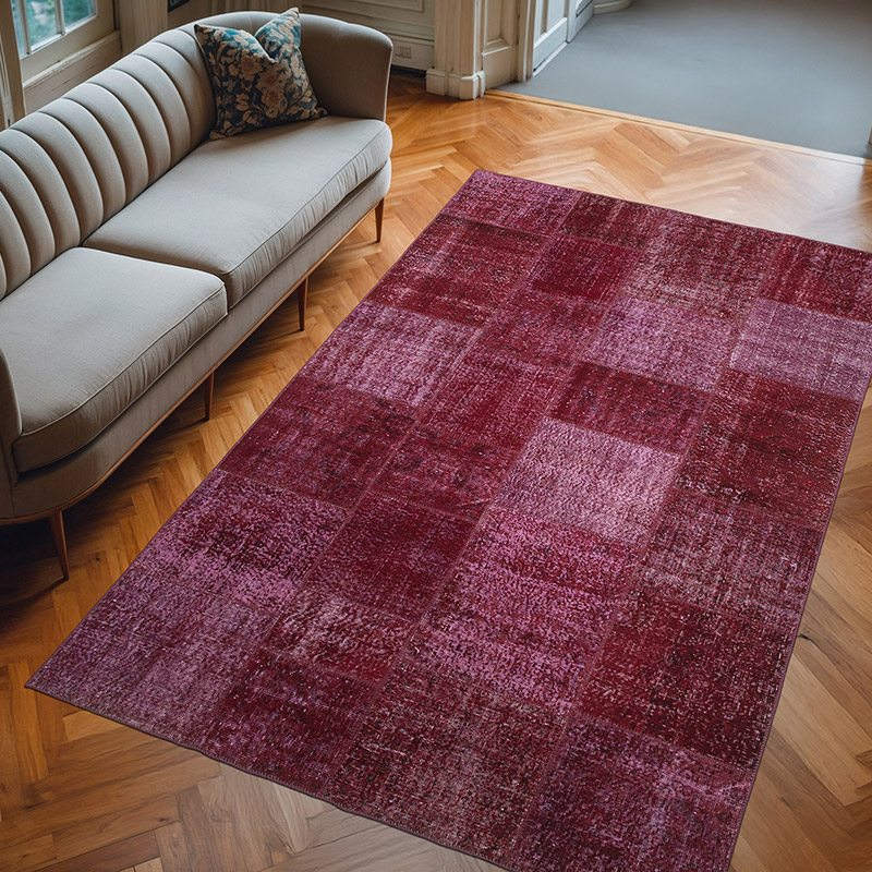 Patchwork Hand-Knotted Turkish Rug - 6' 6" x 9' 10" (78" x 118") - K0064015