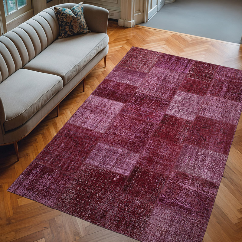 Patchwork Hand-Knotted Turkish Rug - 6' 4" x 9' 10" (76" x 118") - K0064017