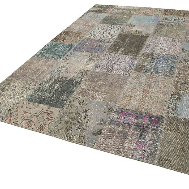 Mavi Patchwork El Dokuma Halı - 205 cm x 300 cm - K0064024