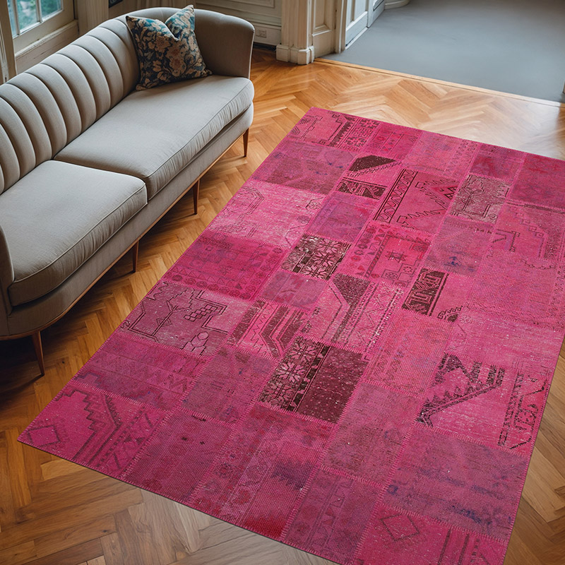 Patchwork Hand-Knotted Turkish Rug - 6' 9" x 9' 10" (81" x 118") - K0064031