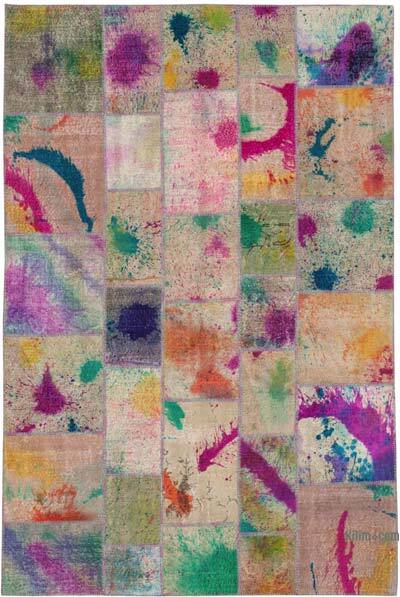 Patchwork Hand-Knotted Turkish Rug - 6' 8" x 9' 10" (80" x 118")