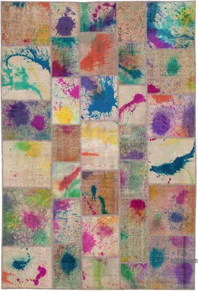 Patchwork Hand-Knotted Turkish Rug - 6' 8" x 9' 11" (80" x 119")