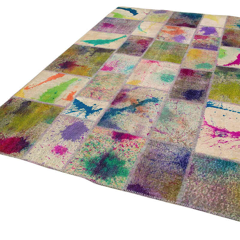 Patchwork Hand-Knotted Turkish Rug - 6' 8" x 10' 1" (80" x 121") - K0064043