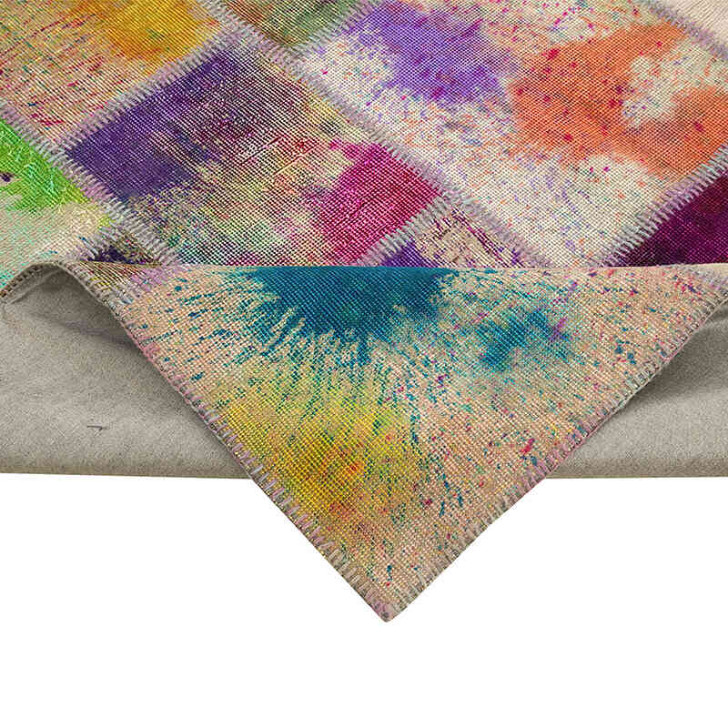 Patchwork Hand-Knotted Turkish Rug - 6' 8" x 10' 1" (80" x 121") - K0064043