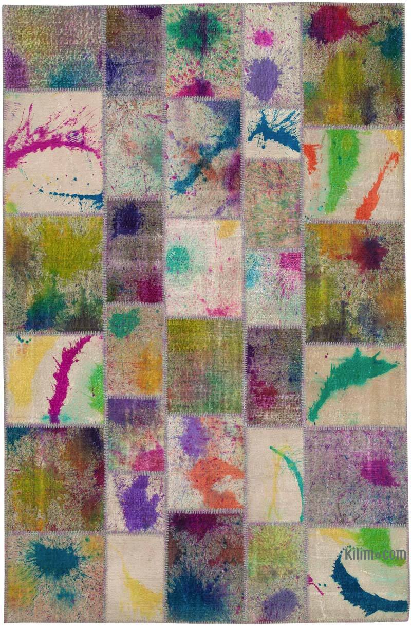 Patchwork Hand-Knotted Turkish Rug - 6' 8" x 10' 1" (80" x 121") - K0064043