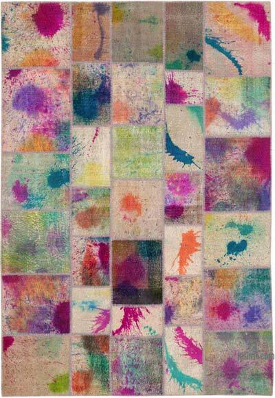 Patchwork Hand-Knotted Turkish Rug - 6' 9" x 9' 10" (81" x 118")