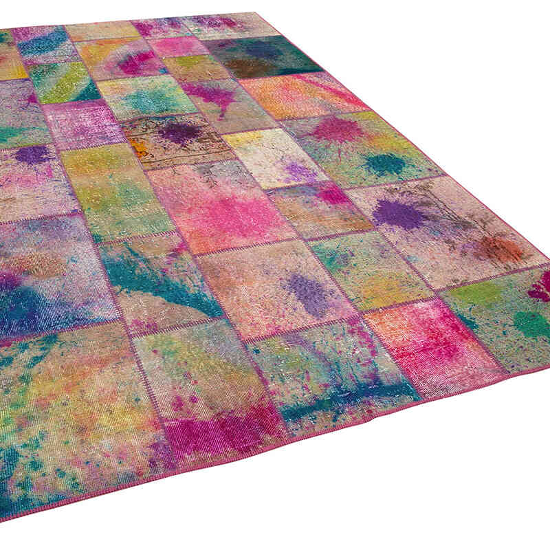 Patchwork Hand-Knotted Turkish Rug - 6' 6" x 9' 10" (78" x 118") - K0064045