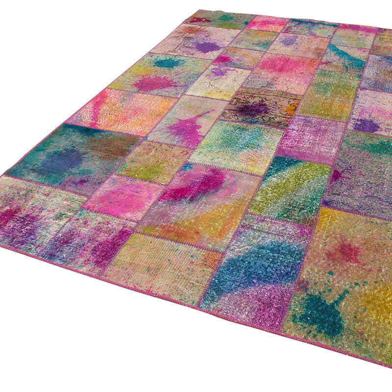 Patchwork Hand-Knotted Turkish Rug - 6' 6" x 9' 10" (78" x 118") - K0064045