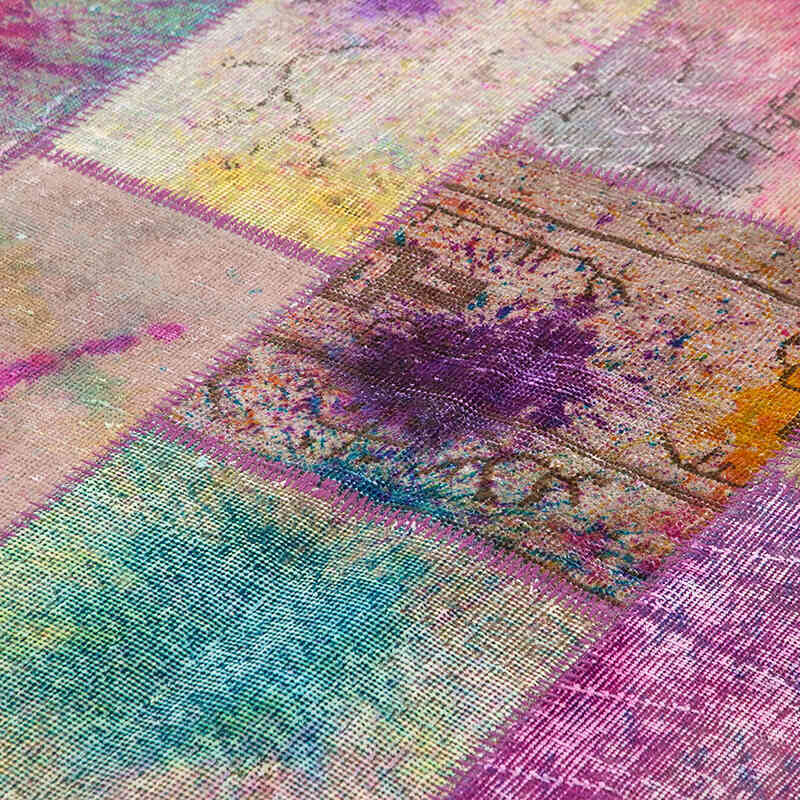 Patchwork Hand-Knotted Turkish Rug - 6' 6" x 9' 10" (78" x 118") - K0064045