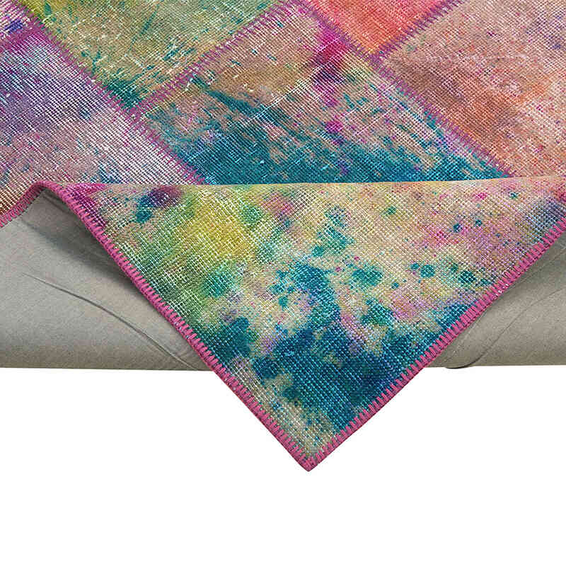 Patchwork Hand-Knotted Turkish Rug - 6' 6" x 9' 10" (78" x 118") - K0064045
