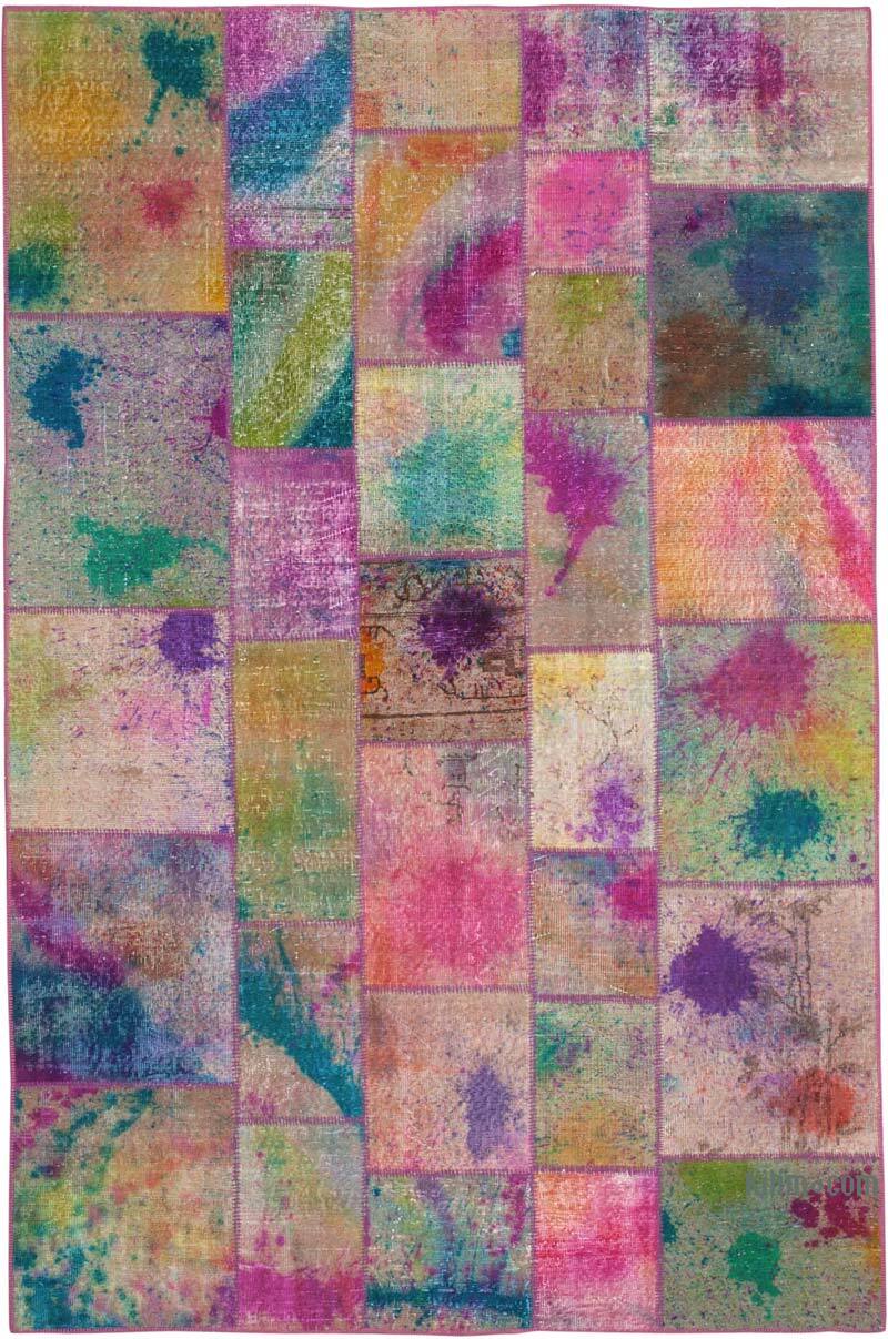 Patchwork Hand-Knotted Turkish Rug - 6' 6" x 9' 10" (78" x 118") - K0064045