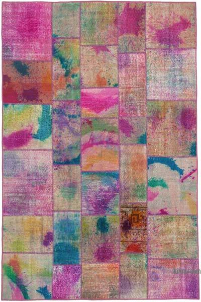 Patchwork Hand-Knotted Turkish Rug - 6' 6" x 9' 9" (78" x 117")