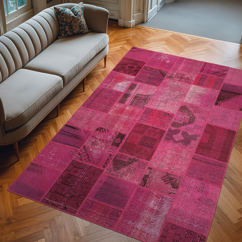 Patchwork Hand-Knotted Turkish Rug - 6' 6" x 9' 11" (78" x 119") - K0064052