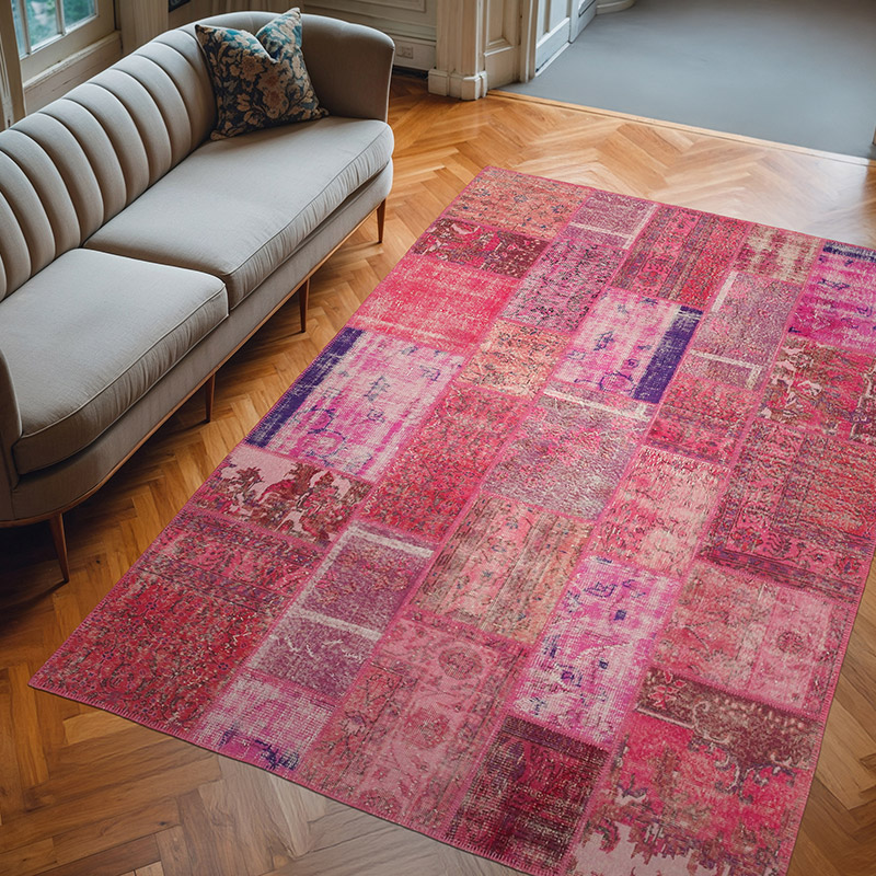 Patchwork Hand-Knotted Turkish Rug - 6' 6" x 9' 8" (78" x 116") - K0064055