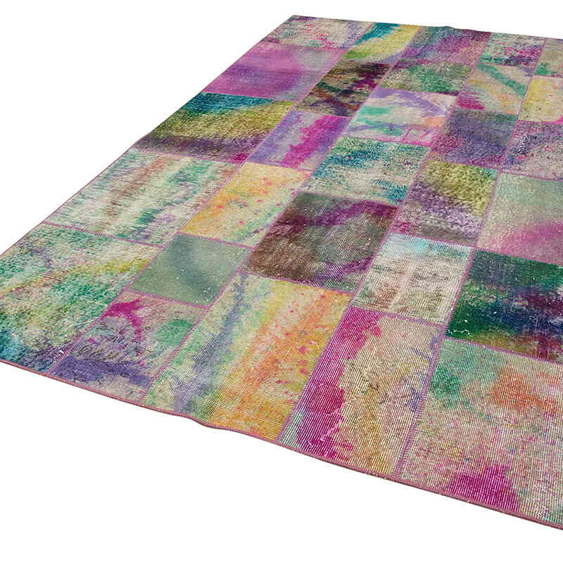 Patchwork Hand-Knotted Turkish Rug - 6' 6" x 9' 10" (78" x 118") - K0064057