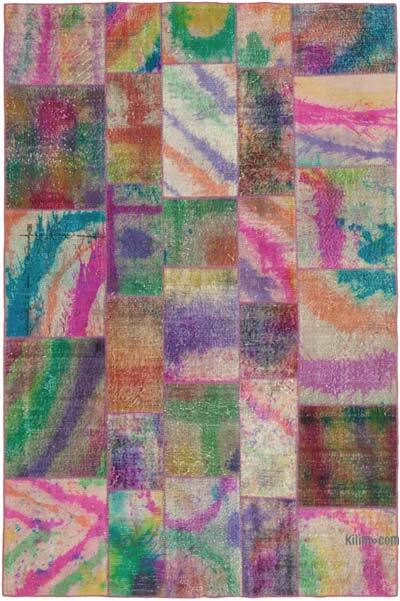 Patchwork Hand-Knotted Turkish Rug - 6' 5" x 9' 10" (77" x 118")