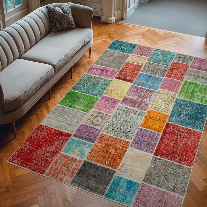 Patchwork El Dokuma Halı - 202 cm x 300 cm - K0064068