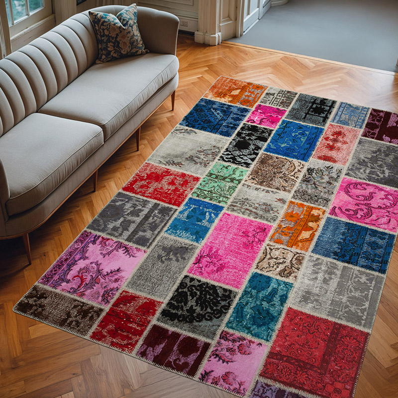 Patchwork El Dokuma Halı - 204 cm x 302 cm - K0064072