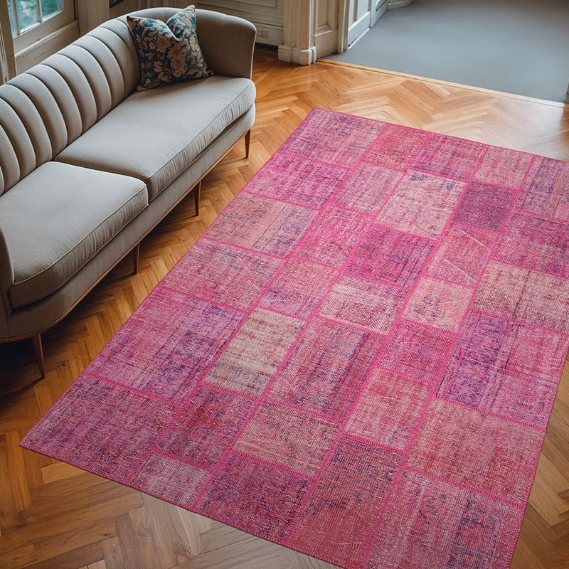Patchwork Hand-Knotted Turkish Rug - 6' 9" x 9' 11" (81" x 119") - K0064078
