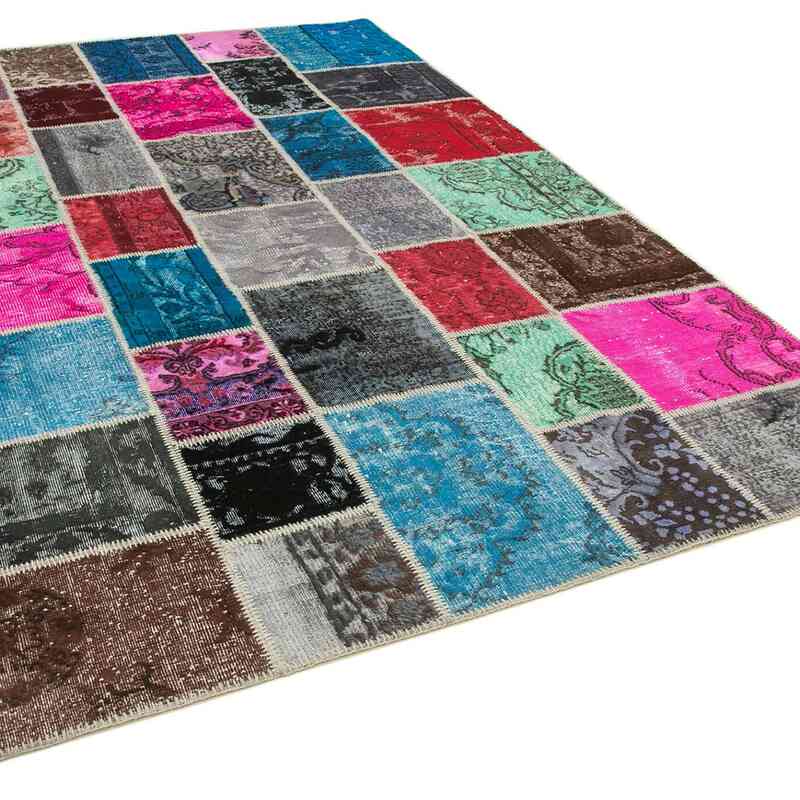 Patchwork Hand-Knotted Turkish Rug - 6' 9" x 10'  (81" x 120") - K0064080