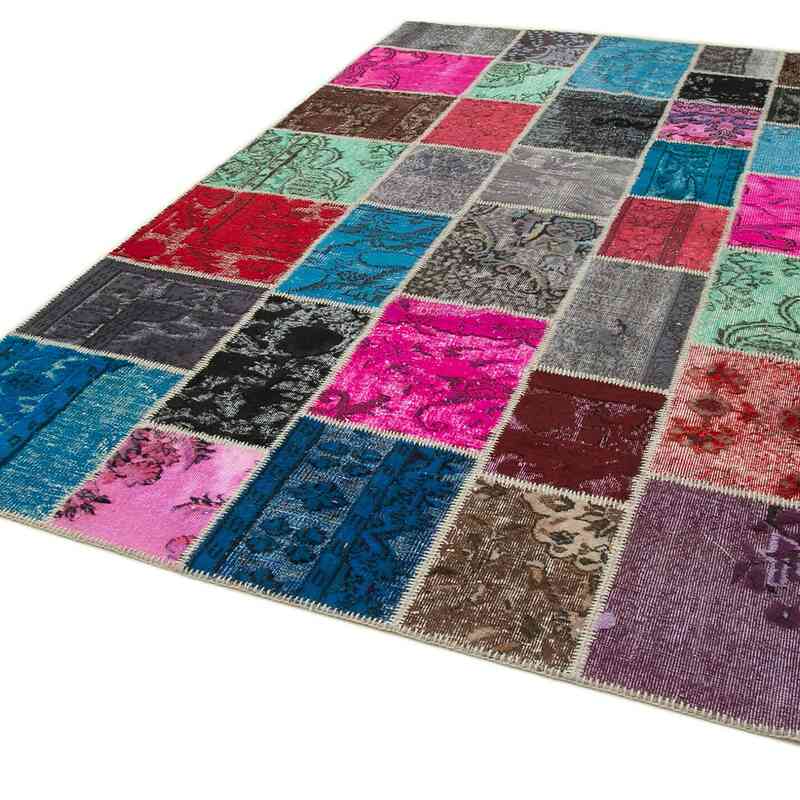 Patchwork Hand-Knotted Turkish Rug - 6' 9" x 10'  (81" x 120") - K0064080
