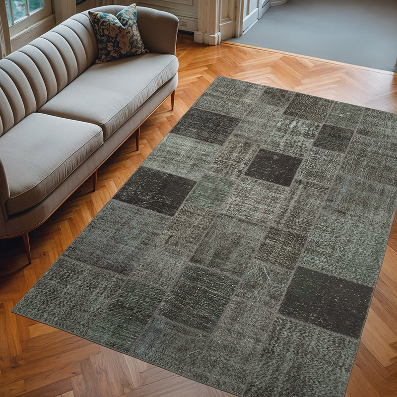 Patchwork Hand-Knotted Turkish Rug - 6' 7" x 9' 10" (79" x 118") - K0064085