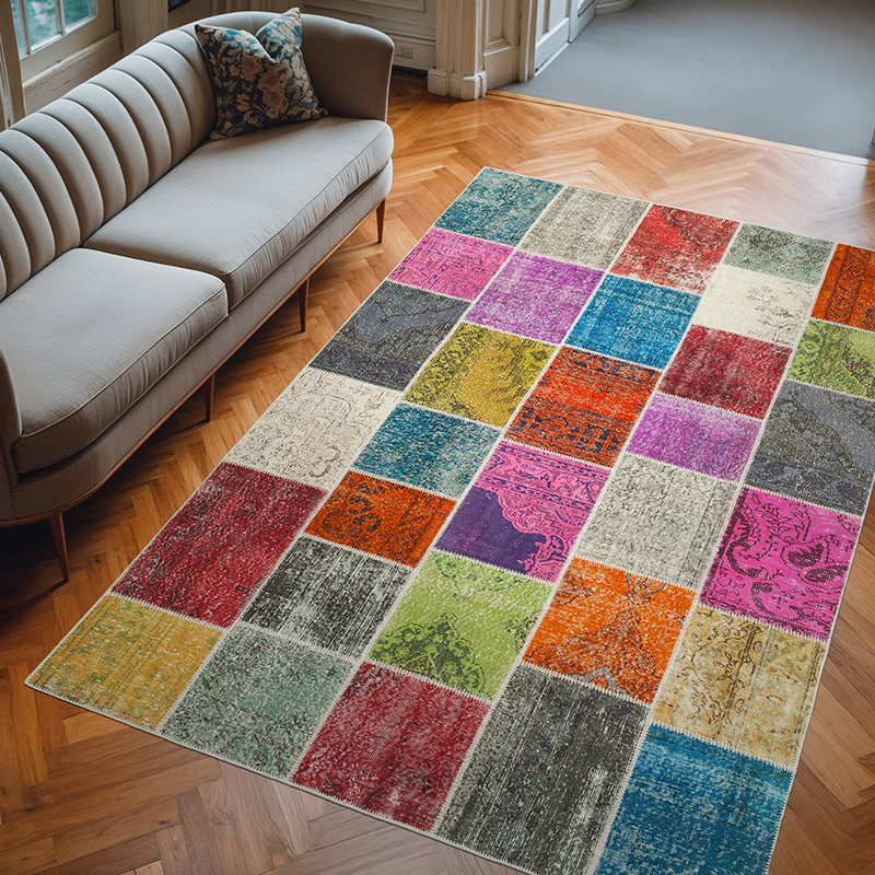 Patchwork El Dokuma Halı - 203 cm x 300 cm - K0064093