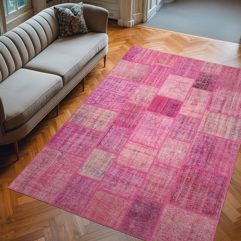 Patchwork Hand-Knotted Turkish Rug - 6' 9" x 10'  (81" x 120") - K0064094
