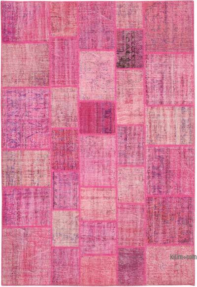 Patchwork Hand-Knotted Turkish Rug - 6' 9" x 10'  (81" x 120")