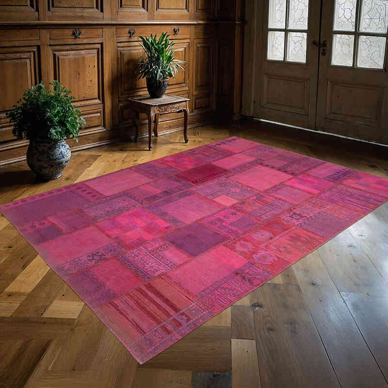 Patchwork Hand-Knotted Turkish Rug - 5' 10" x 8' 2" (70" x 98") - K0064099