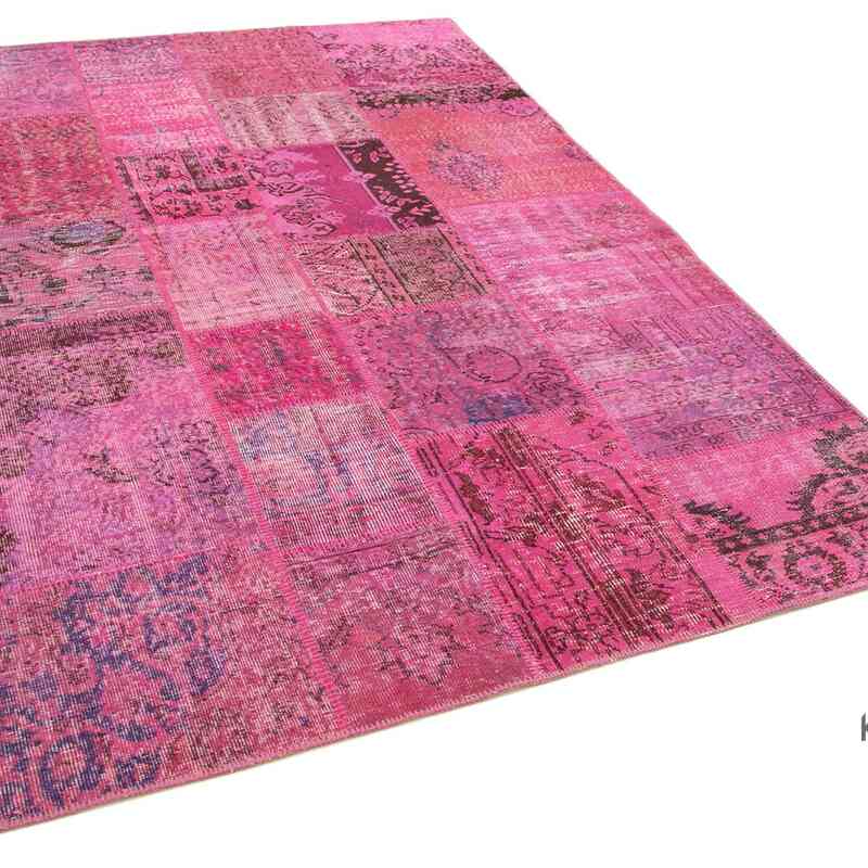 Patchwork Hand-Knotted Turkish Rug - 5' 7" x 7' 11" (67" x 95") - K0064103