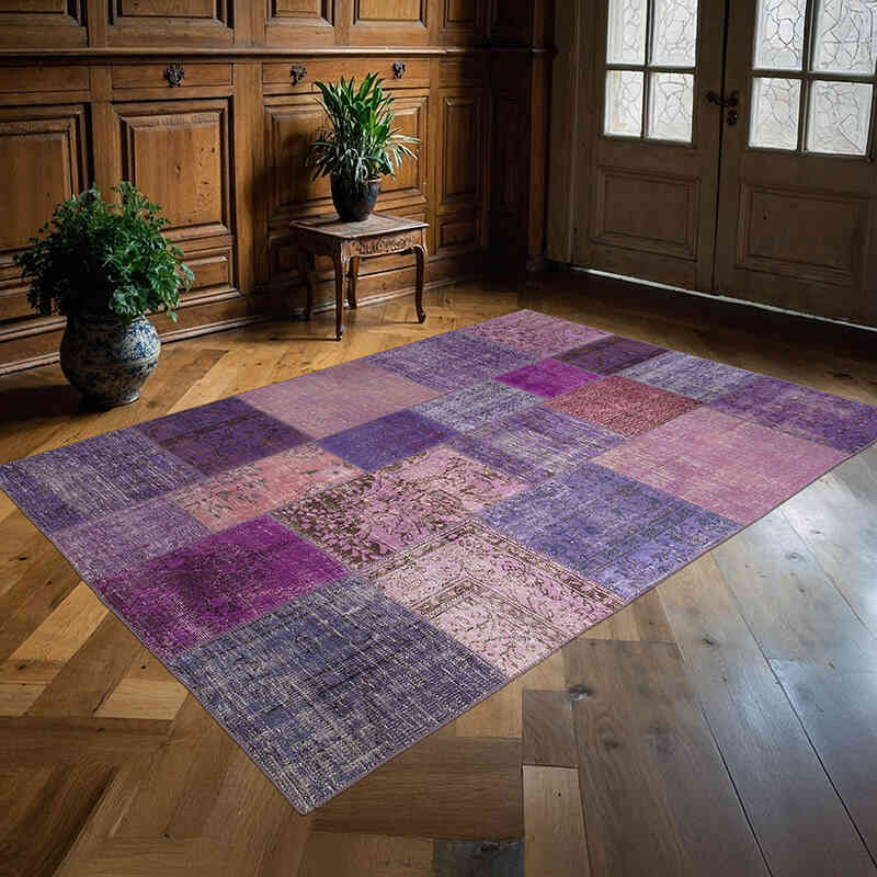 Patchwork Hand-Knotted Turkish Rug - 5' 8" x 8'  (68" x 96") - K0064105