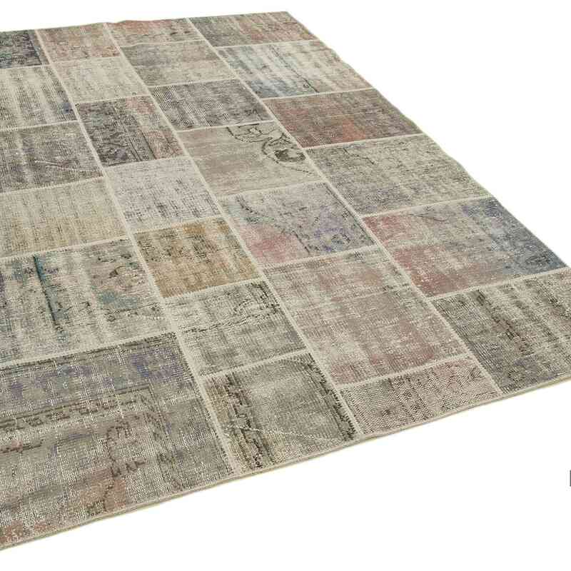 Patchwork Hand-Knotted Turkish Rug - 5' 7" x 7' 10" (67" x 94") - K0064115